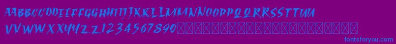 Fonte RagnarBrushDEMO – fontes azuis em um fundo violeta