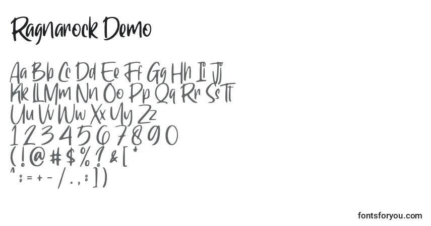 Schriftart Ragnarock Demo – Alphabet, Zahlen, spezielle Symbole