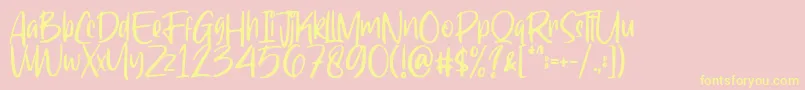 Fonte Ragnarock Demo – fontes amarelas em um fundo rosa