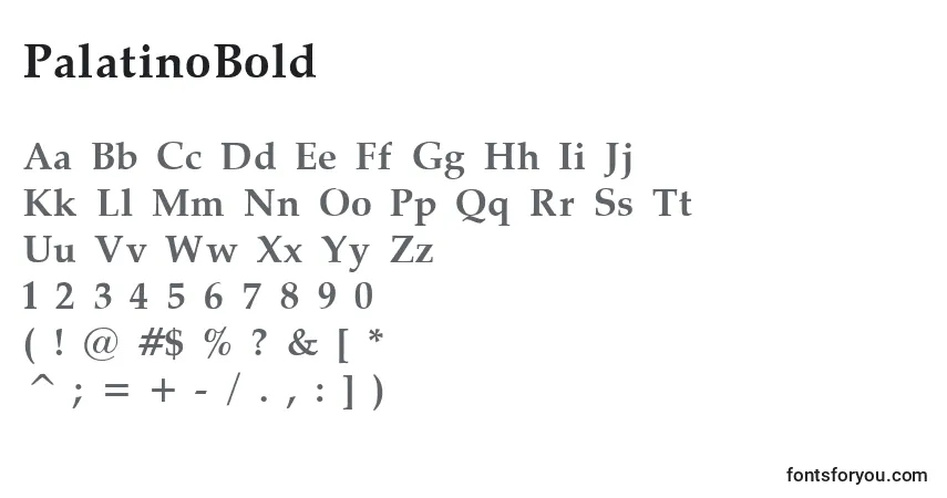 PalatinoBoldフォント–アルファベット、数字、特殊文字