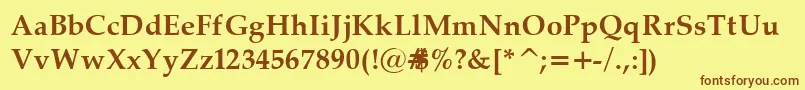 PalatinoBold-fontti – ruskeat fontit keltaisella taustalla