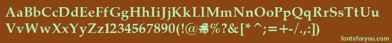 PalatinoBold-fontti – vihreät fontit ruskealla taustalla