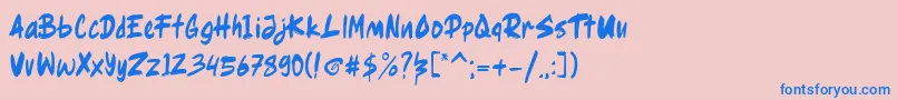Ragsy clean Font – Blue Fonts on Pink Background