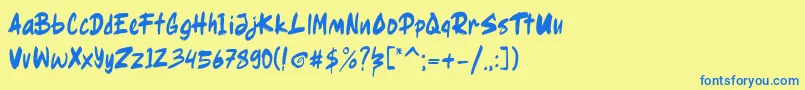 Ragsy clean Font – Blue Fonts on Yellow Background