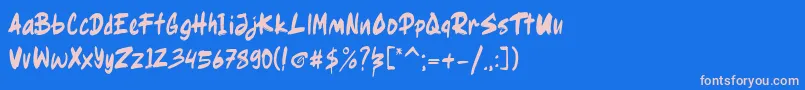 Ragsy clean Font – Pink Fonts on Blue Background