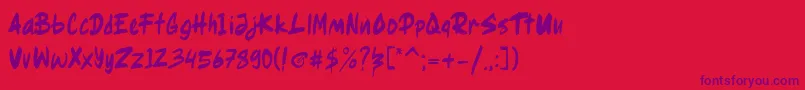 Ragsy clean Font – Purple Fonts on Red Background
