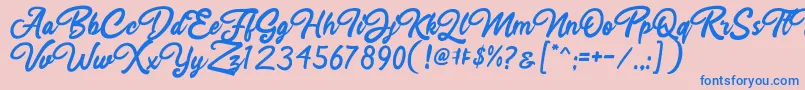 Rahayu Script Font – Blue Fonts on Pink Background