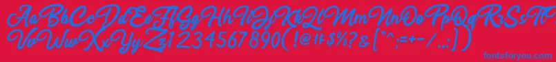 Rahayu Script Font – Blue Fonts on Red Background