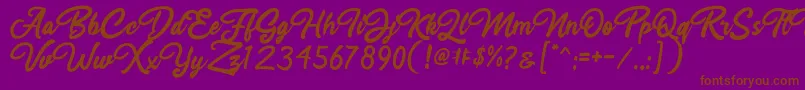 Rahayu Script-Schriftart – Braune Schriften auf violettem Hintergrund