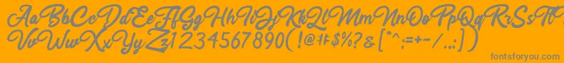 Rahayu Script-Schriftart – Graue Schriften auf orangefarbenem Hintergrund