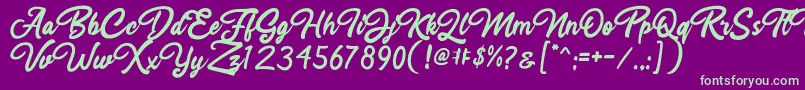 Rahayu Script Font – Green Fonts on Purple Background