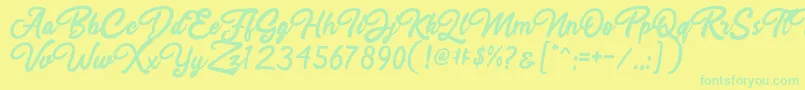 Rahayu Script Font – Green Fonts on Yellow Background