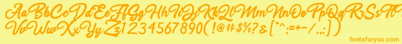 Rahayu Script Font – Orange Fonts on Yellow Background