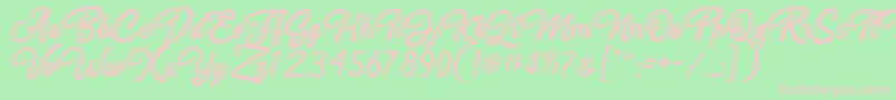 Rahayu Script Font – Pink Fonts on Green Background