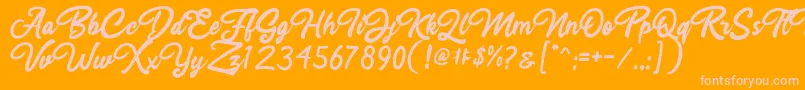 Rahayu Script Font – Pink Fonts on Orange Background