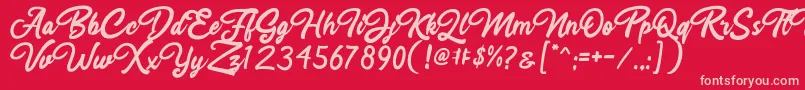 Rahayu Script Font – Pink Fonts on Red Background