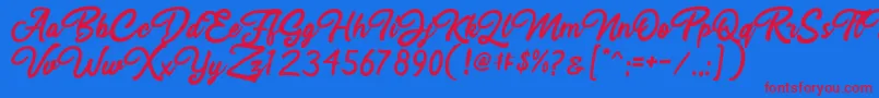 Шрифт Rahayu Script – красные шрифты на синем фоне