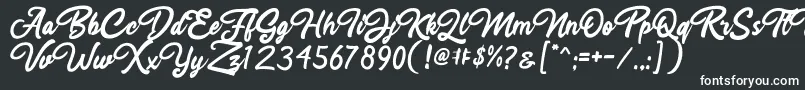 Rahayu Script-fontti – valkoiset fontit mustalla taustalla
