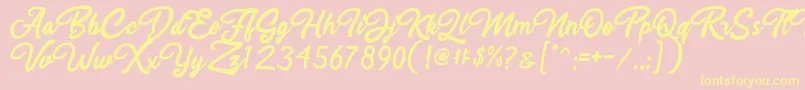 Rahayu Script Font – Yellow Fonts on Pink Background