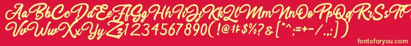 Rahayu Script Font – Yellow Fonts on Red Background