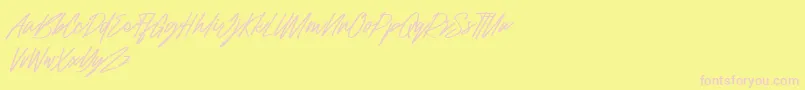 Raidden Italic Font – Pink Fonts on Yellow Background