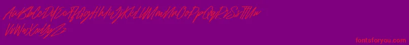 Raidden Italic-Schriftart – Rote Schriften auf violettem Hintergrund