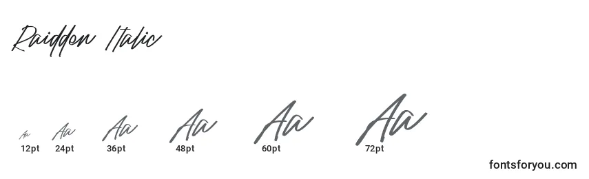 Raidden Italic Font Sizes