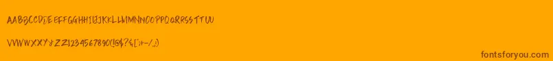 Rain Brush Dafont-Schriftart – Braune Schriften auf orangefarbenem Hintergrund