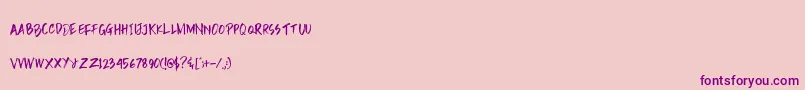 フォントRain Brush Dafont – ピンクの背景に紫のフォント