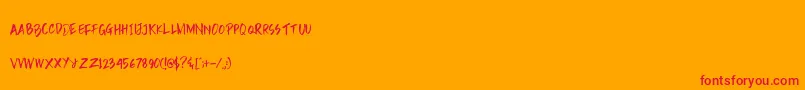 Rain Brush Dafont Font – Red Fonts on Orange Background