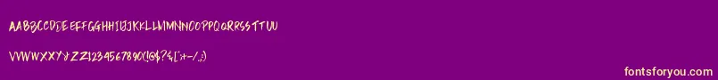 Rain Brush Dafont Font – Yellow Fonts on Purple Background