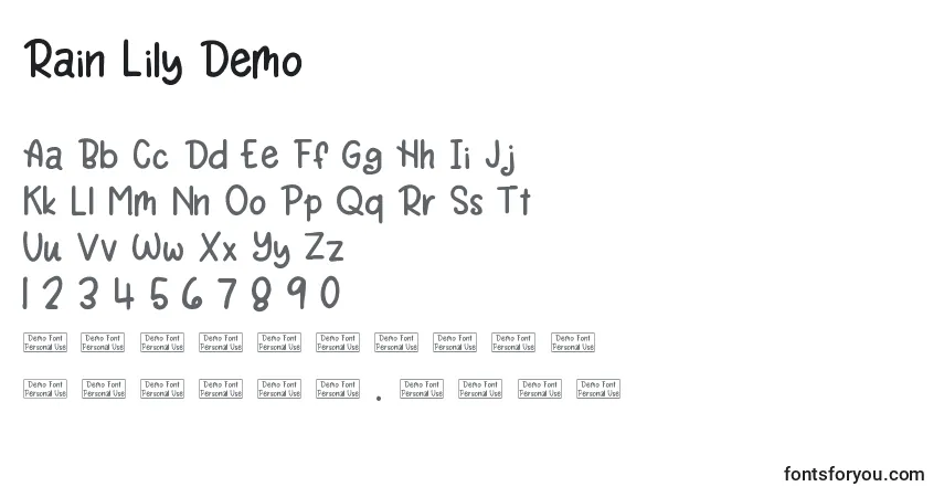 Шрифт Rain Lily Demo (138108) – алфавит, цифры, специальные символы
