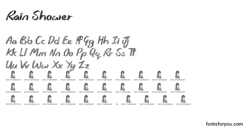A fonte Rain Shower – alfabeto, números, caracteres especiais