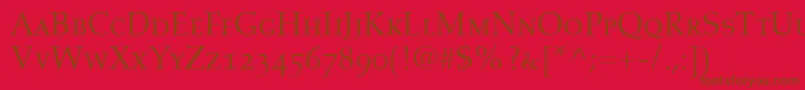 Fonte AldusRomanSmallCapsOldstyleFigures – fontes marrons em um fundo vermelho