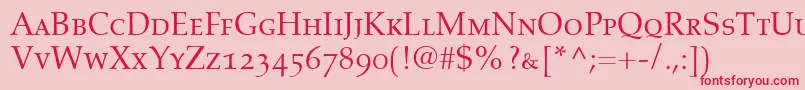 AldusRomanSmallCapsOldstyleFigures Font – Red Fonts on Pink Background
