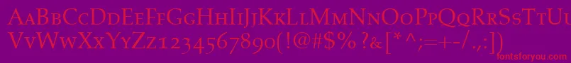 AldusRomanSmallCapsOldstyleFigures Font – Red Fonts on Purple Background