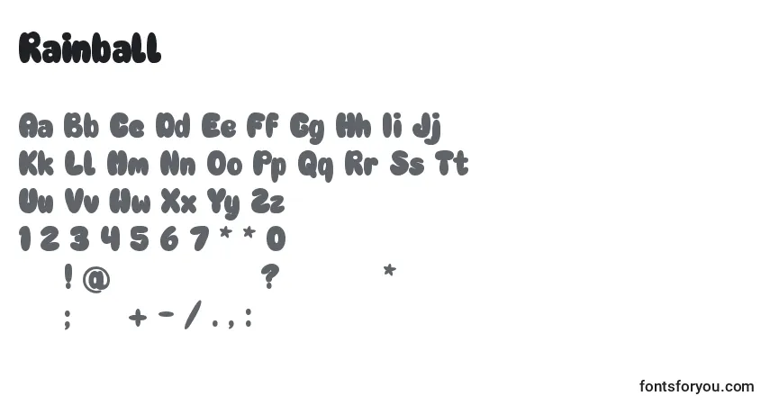 Rainball (138111)フォント–アルファベット、数字、特殊文字