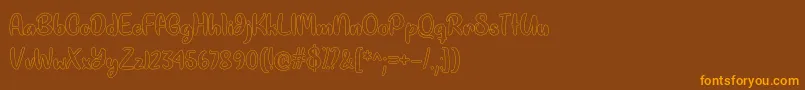 Rainbow Colors  -Schriftart – Orangefarbene Schriften auf braunem Hintergrund