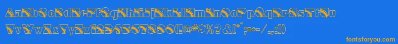 Rainbow-Schriftart – Orangefarbene Schriften auf blauem Hintergrund