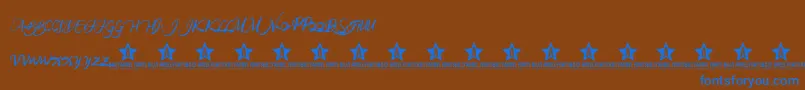 RAINFOREST TRIAL   -Schriftart – Blaue Schriften auf braunem Hintergrund