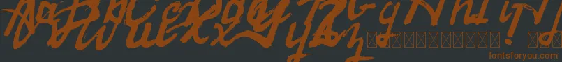 Raintake-Schriftart – Braune Schriften auf schwarzem Hintergrund