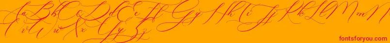 Raja Ampat Script demo-Schriftart – Rote Schriften auf orangefarbenem Hintergrund