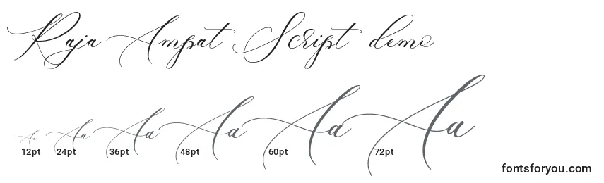 Размеры шрифта Raja Ampat Script demo