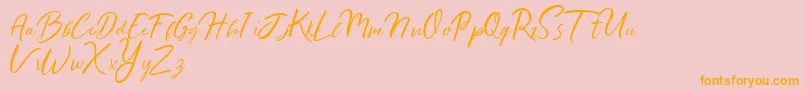 Ralyne Demo-Schriftart – Orangefarbene Schriften auf rosa Hintergrund