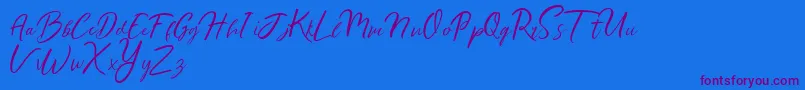 Ralyne Demo-Schriftart – Violette Schriften auf blauem Hintergrund