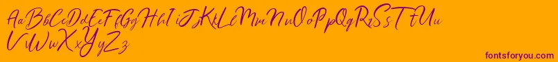 Ralyne Demo-Schriftart – Violette Schriften auf orangefarbenem Hintergrund