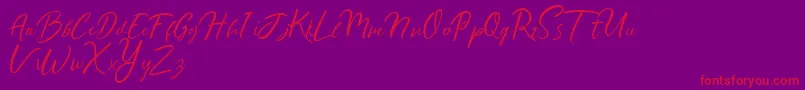 Ralyne Demo-Schriftart – Rote Schriften auf violettem Hintergrund