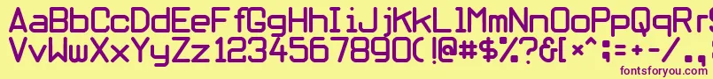Obliviousfont-Schriftart – Violette Schriften auf gelbem Hintergrund