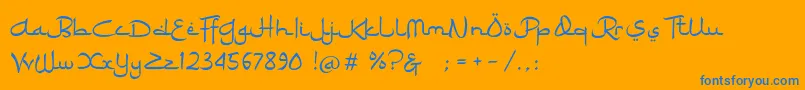 フォントRamadhan Karim – オレンジの背景に青い文字