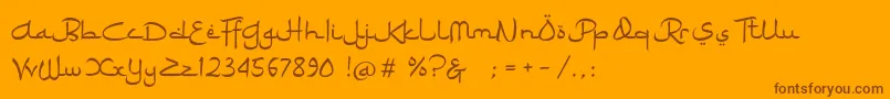 Saiba mais sobre a fonte Ramadhan Karim Fonte Ramadhan Karim – fontes marrons em um fundo laranja